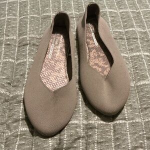 Skechers Women's Slip-On Cleo Flats in Taupe Knit